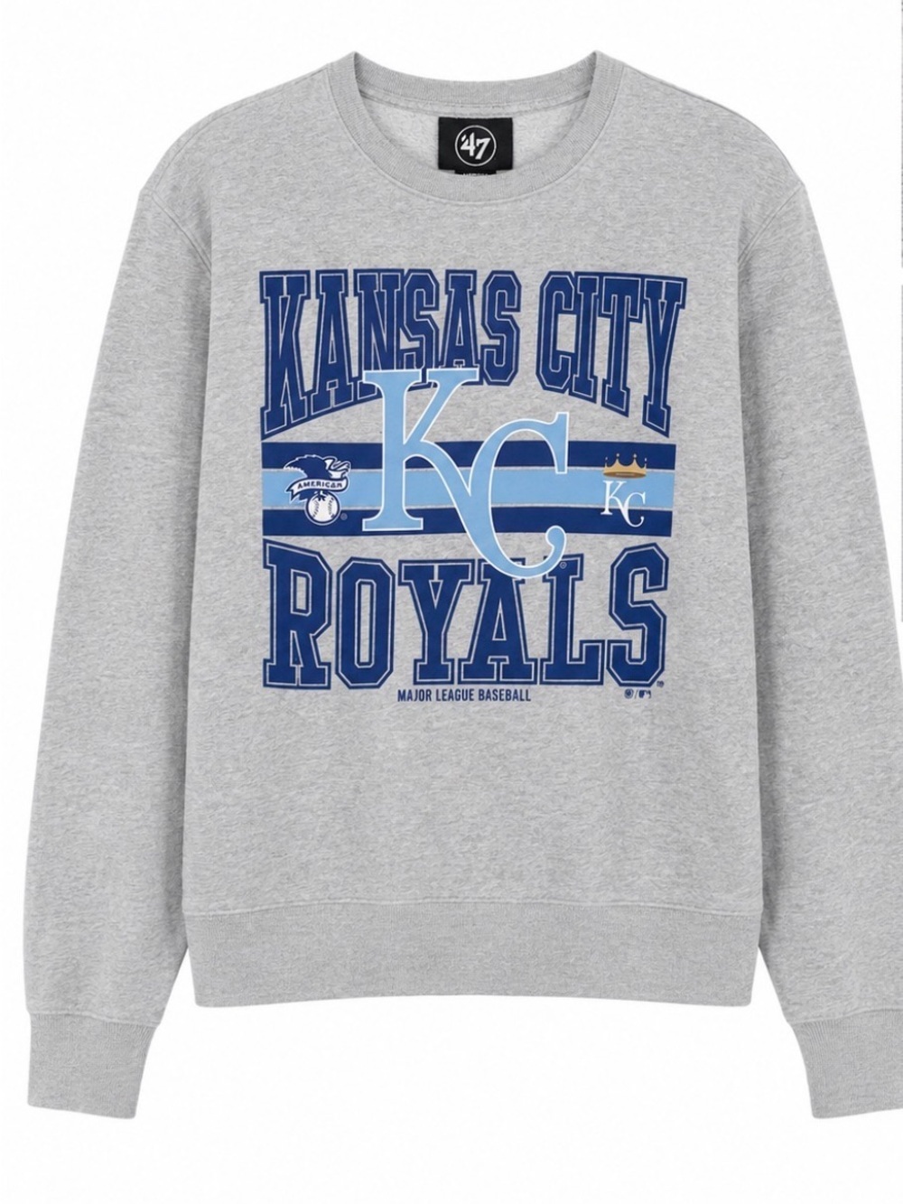47 Brand Kansas City Royals Crewneck Sweatshirt Gray MLB Graphic Womens Medium